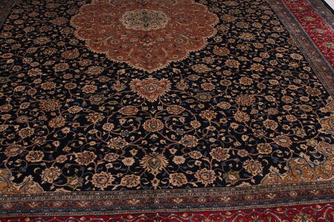 Kashan Blue Hand Knotted 104 X 140  Area Rug 400-17276 Image 5