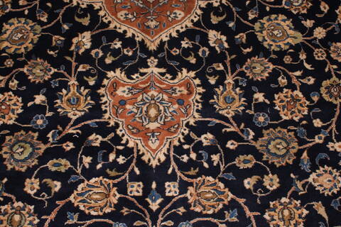 Kashan Blue Hand Knotted 104 X 140  Area Rug 400-17276 Image 8