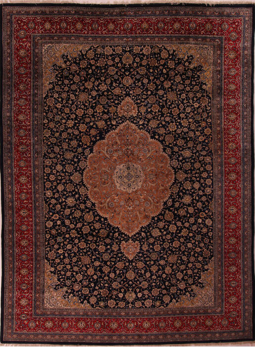 Kashan Blue Hand Knotted 104 X 140  Area Rug 400-17276 Image 0