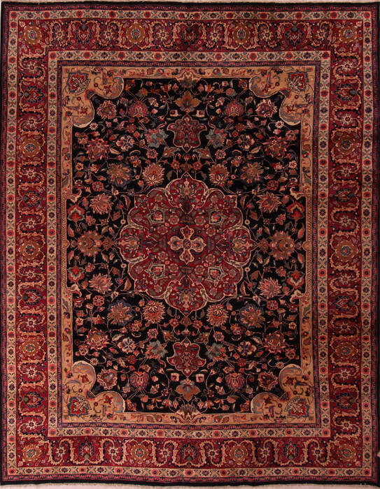 Mashad Blue Hand Knotted 102 X 1210  Area Rug 400-17277 Image 0