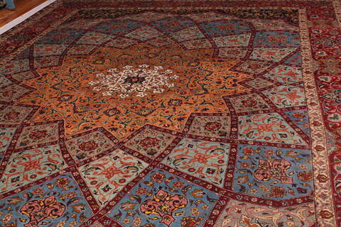 Tabriz Blue Hand Knotted 115 X 160  Area Rug 400-17284 Image 12