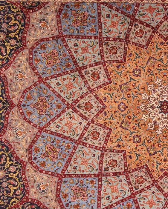 Tabriz Blue Hand Knotted 115 X 160  Area Rug 400-17284 Image 23