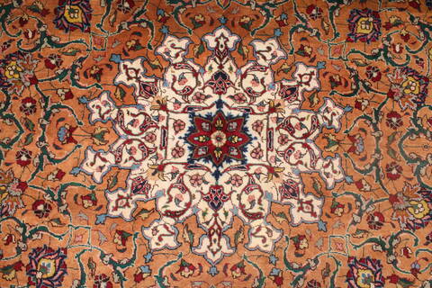 Tabriz Blue Hand Knotted 115 X 160  Area Rug 400-17284 Image 8