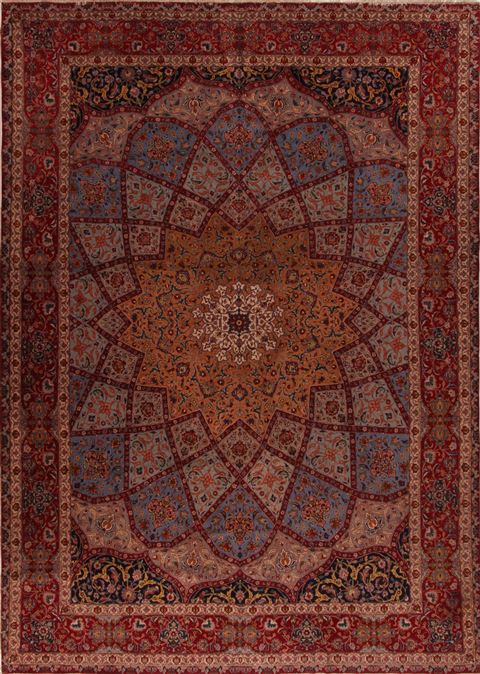 Tabriz Blue Hand Knotted 115 X 160  Area Rug 400-17284 Image 0
