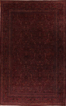Persian Mashad Red Rectangle 12x18 ft Wool Carpet 17285