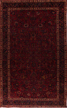 Persian Mashad Purple Rectangle 12x18 ft Wool Carpet 17286