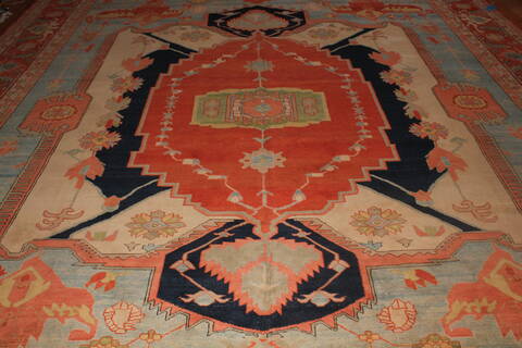 Heriz Blue Hand Knotted 131 X 165  Area Rug 400-17290 Image 10