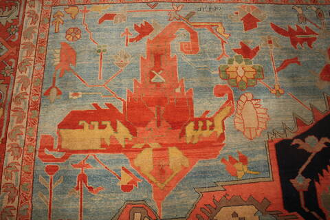 Heriz Blue Hand Knotted 131 X 165  Area Rug 400-17290 Image 11