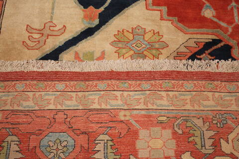 Heriz Blue Hand Knotted 131 X 165  Area Rug 400-17290 Image 12
