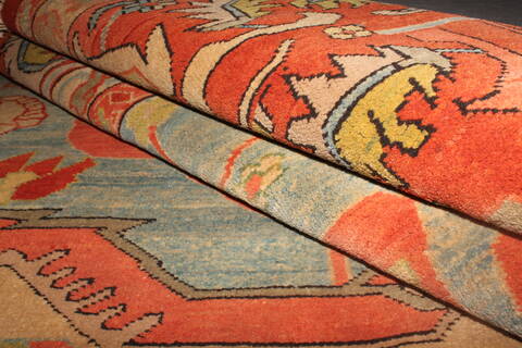 Heriz Blue Hand Knotted 131 X 165  Area Rug 400-17290 Image 14