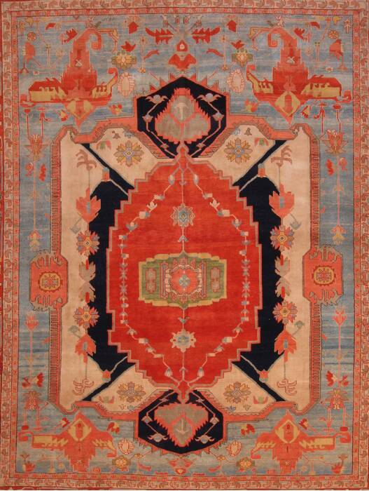 Heriz Blue Hand Knotted 131 X 165  Area Rug 400-17290 Image 16