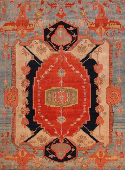 Heriz Blue Hand Knotted 131 X 165  Area Rug 400-17290 Image 17