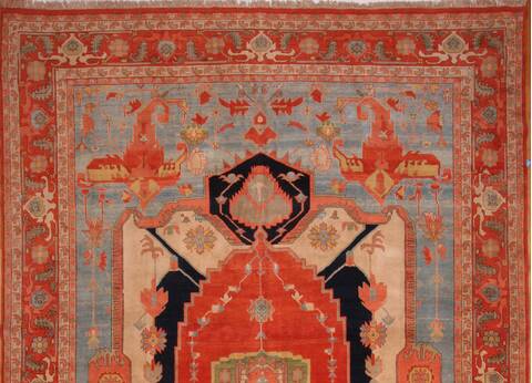 Heriz Blue Hand Knotted 131 X 165  Area Rug 400-17290 Image 1