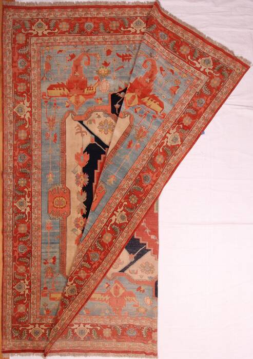 Heriz Blue Hand Knotted 131 X 165  Area Rug 400-17290 Image 2