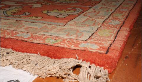 Heriz Blue Hand Knotted 131 X 165  Area Rug 400-17290 Image 9