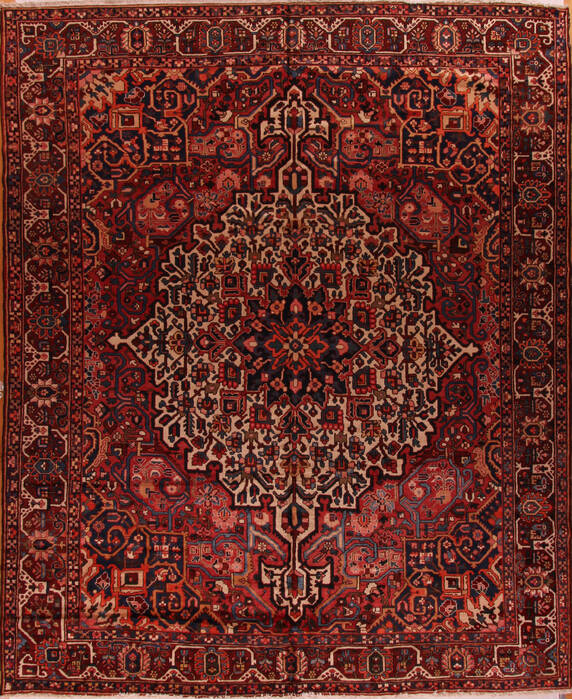 Bakhtiar Red Hand Knotted 120 X 148  Area Rug 400-17293 Image 0