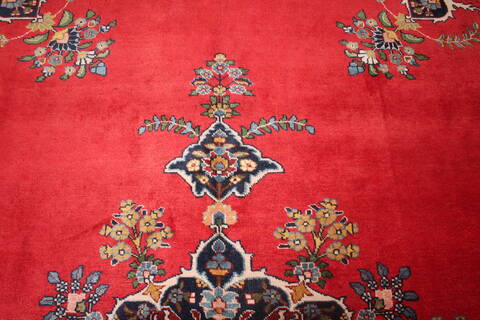 Tabriz Red Hand Knotted 119 X 147  Area Rug 400-17298 Image 12