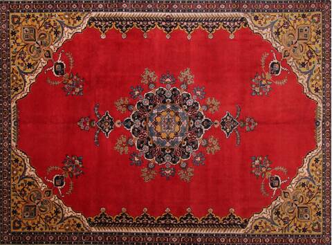 Tabriz Red Hand Knotted 119 X 147  Area Rug 400-17298 Image 32