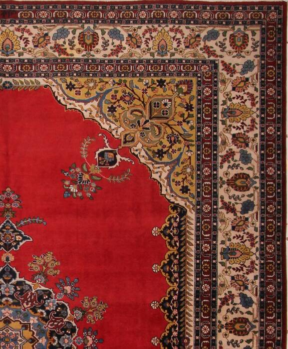 Tabriz Red Hand Knotted 119 X 147  Area Rug 400-17298 Image 36
