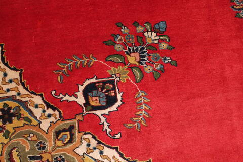Tabriz Red Hand Knotted 119 X 147  Area Rug 400-17298 Image 8