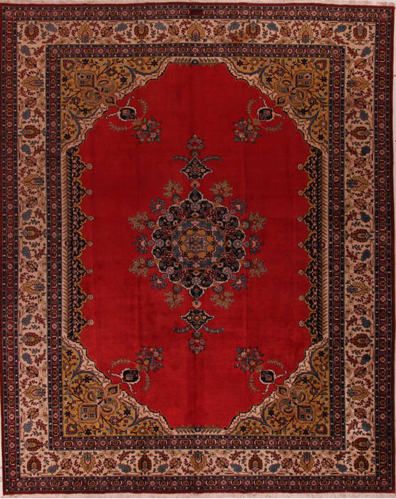 Tabriz Red Hand Knotted 119 X 147  Area Rug 400-17298 Image 0