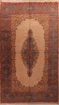Persian Kerman Beige Rectangle 11x16 ft Wool Carpet 17300