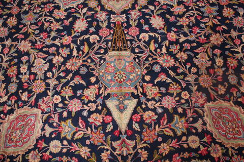 Kerman Blue Hand Knotted 121 X 180  Area Rug 400-17322 Image 12