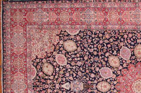 Kerman Blue Hand Knotted 121 X 180  Area Rug 400-17322 Image 1