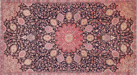 Kerman Blue Hand Knotted 121 X 180  Area Rug 400-17322 Image 42