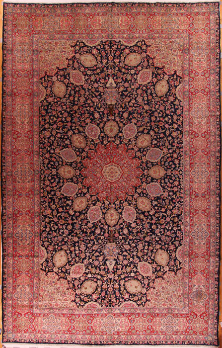 Kerman Blue Hand Knotted 121 X 180  Area Rug 400-17322 Image 0