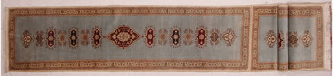 Tabriz Blue Runner Hand Knotted 36 X 283  Area Rug 400-17324 Image 1