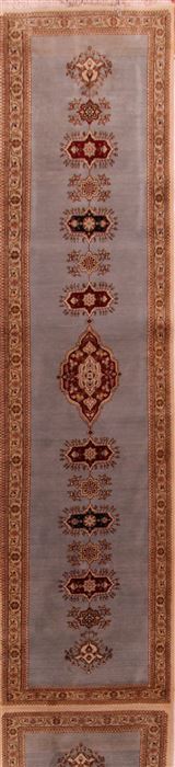 Tabriz Blue Runner Hand Knotted 36 X 283  Area Rug 400-17324 Image 0