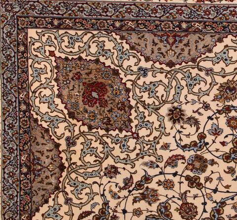 Isfahan White Hand Knotted 911 X 145  Area Rug 400-17352 Image 15