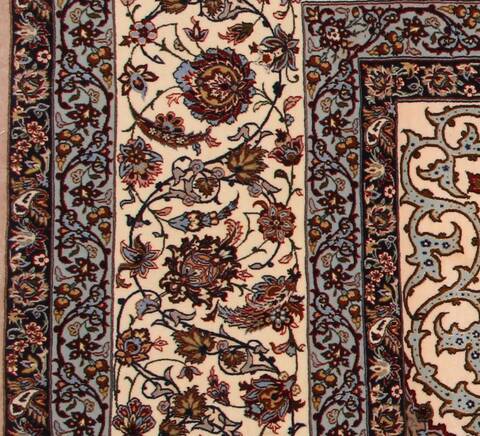 Isfahan White Hand Knotted 911 X 145  Area Rug 400-17352 Image 1