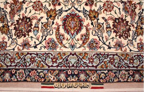Isfahan White Hand Knotted 911 X 145  Area Rug 400-17352 Image 2