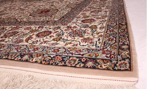 Isfahan White Hand Knotted 911 X 145  Area Rug 400-17352 Image 8