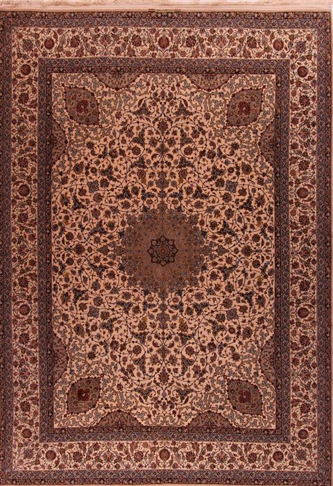 Isfahan White Hand Knotted 911 X 145  Area Rug 400-17352 Image 0