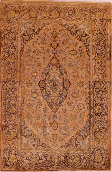 Kashan Purple Hand Knotted 46 X 70  Area Rug 400-17370 Image 0