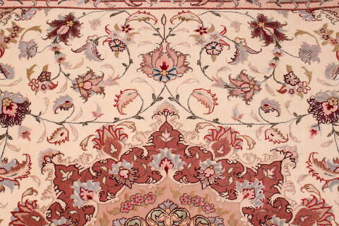 Tabriz Beige Hand Knotted 67 X 101  Area Rug 400-17410 Image 15