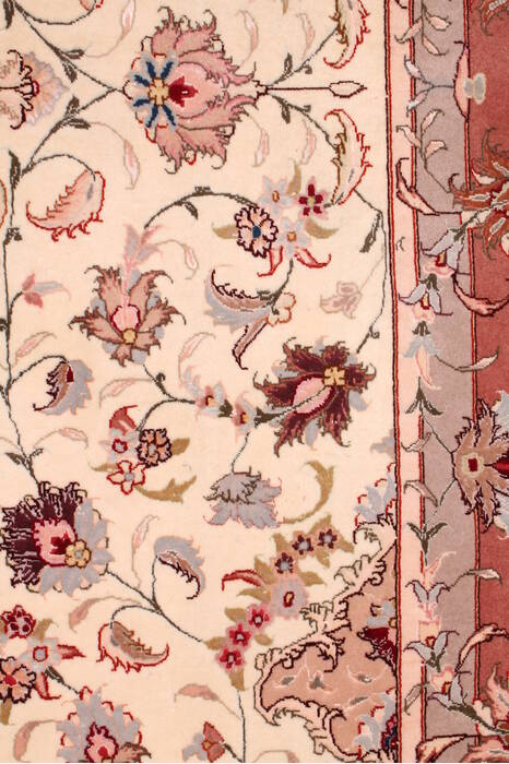 Tabriz Beige Hand Knotted 67 X 101  Area Rug 400-17410 Image 18