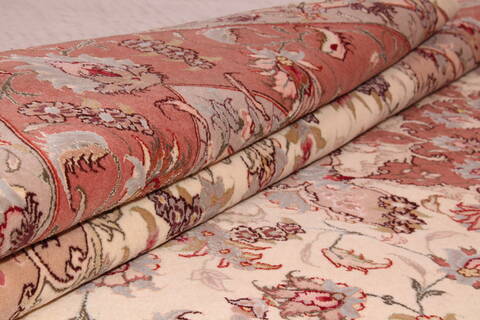 Tabriz Beige Hand Knotted 67 X 101  Area Rug 400-17410 Image 22