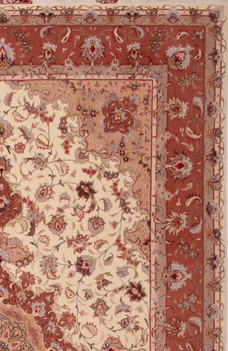 Tabriz Beige Hand Knotted 67 X 101  Area Rug 400-17410 Image 9