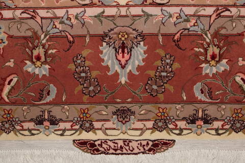 Tabriz Beige Hand Knotted 67 X 101  Area Rug 400-17410 Image 12