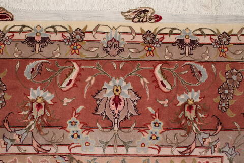 Tabriz Beige Hand Knotted 67 X 101  Area Rug 400-17410 Image 13