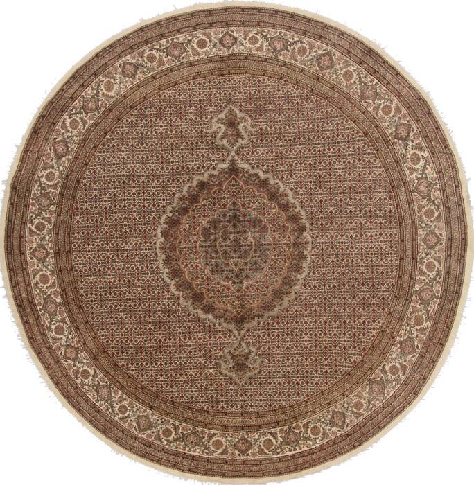 Tabriz Beige Round Hand Knotted 811 X 811  Area Rug 250-17474 Image 0