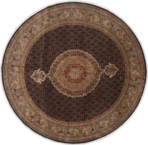Tabriz Black Round Hand Knotted 85 X 85  Area Rug 250-17475 Image 0
