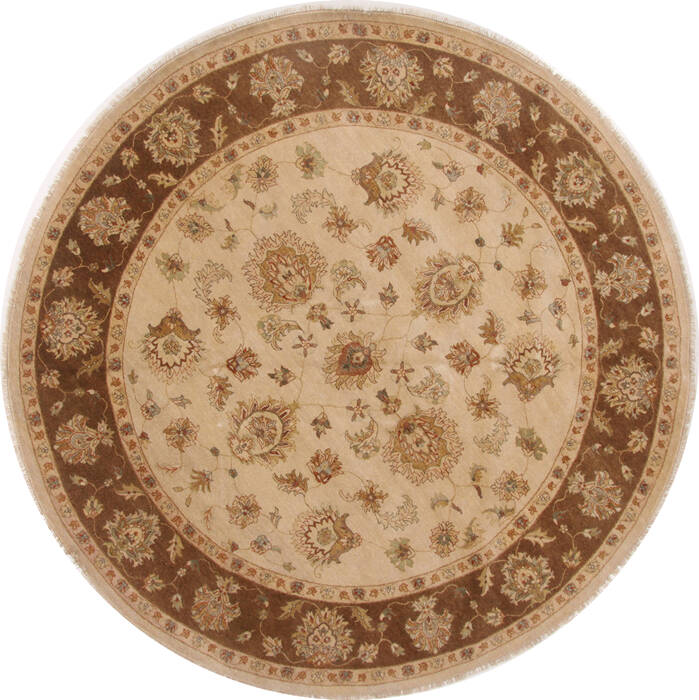 Ziegler Beige Round Hand Knotted 910 X 910  Area Rug 250-17478 Image 0
