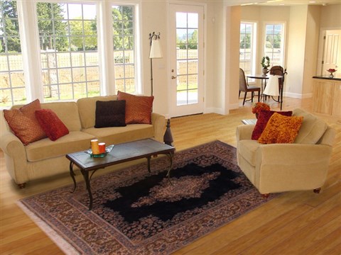 Kerman Blue Hand Knotted 82 X 100  Area Rug 400-17515 Image 4