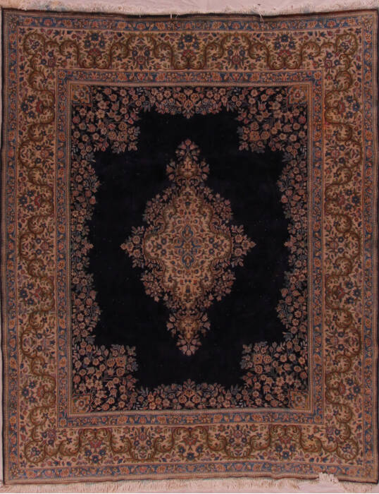 Kerman Blue Hand Knotted 82 X 100  Area Rug 400-17515 Image 0
