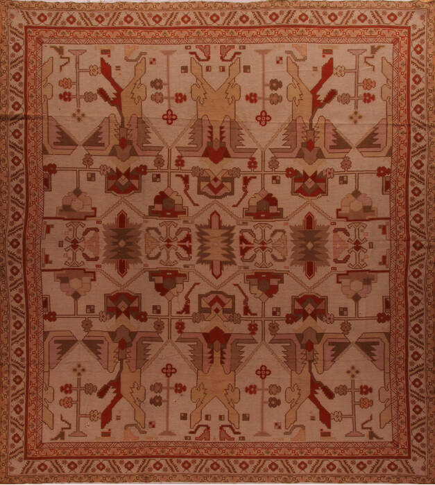 Hamedan Beige Hand Knotted 126 X 142  Area Rug 400-17516 Image 0
